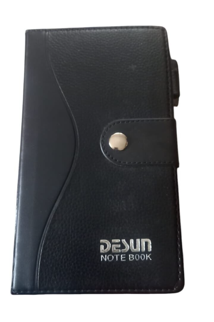 Black Leather Notebook with Lined Paper, Pen & Bookmark-image