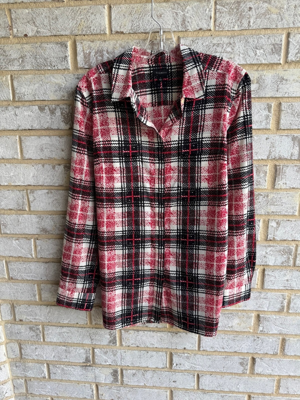 Talbots Long Sleeve Button-Down Multicolor Plaid … - image 1