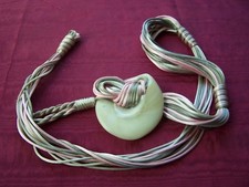 Vintage 1980's Natural Shell and satin belt, pink/grey,