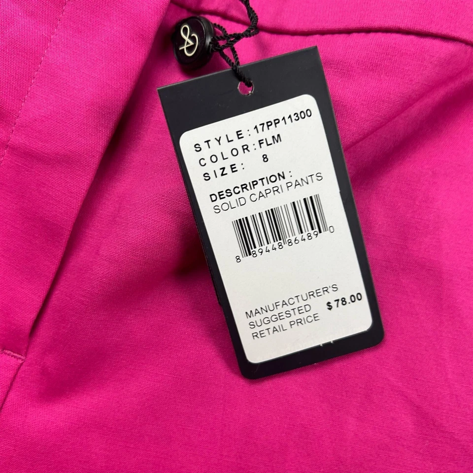 Pantalones capri Adrianna Papell para mujer 8 rosa frente plano pierna recta nuevo con etiquetas Foto 4 de 4