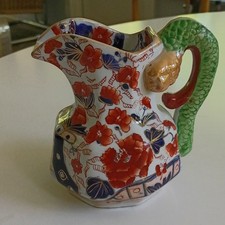 Masons Ironstone Pitcher Floral Dragon Handle Multicolor 5