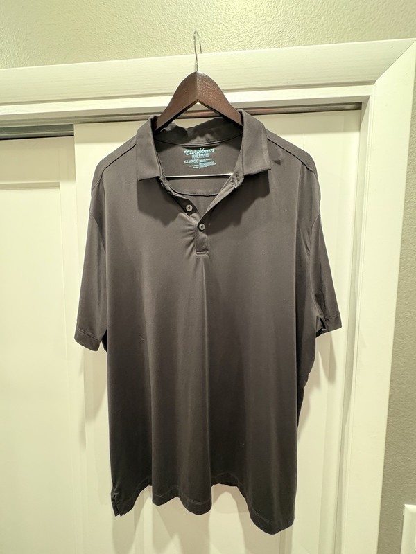 Caribbean Isle Breeze Performance Lightweight SZ X-Large Black SS Golf Polo.
