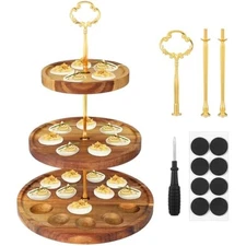 3 Tier Wooden Deviled Egg Platter 26 Holes Deviled Egg Stand Plate Rev