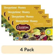(4 pack) Celestial Seasonings Sleepytime Honey Caffeine-Free Herbal Tea Bags
