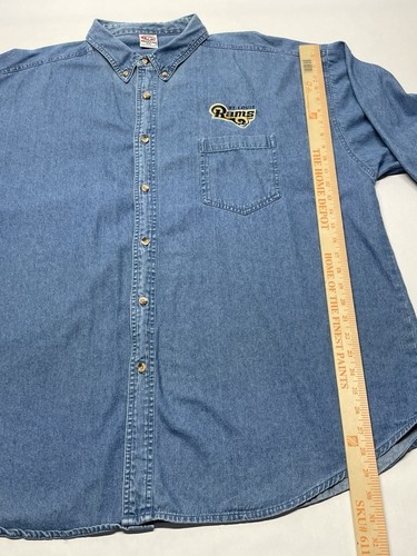 Vintage St Louis Rams Denim Blue Jean Button Up Shirt Mens XXXL 90s Y2K NFL Football - Bild 19 von 19
