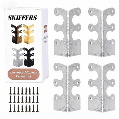 Baseboard Corner Protectors, Solid Brass Metal Skirting Board Corner Guards f...