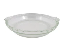 Pyrex Glass Deep Dish Pie Plate No229 USA Scalloped Edge Handles Clear Baking