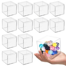 12 PCS Acrylic Square Cube 3 x 3 x 3 Inches, Small Clear Plastic Display Boxe...