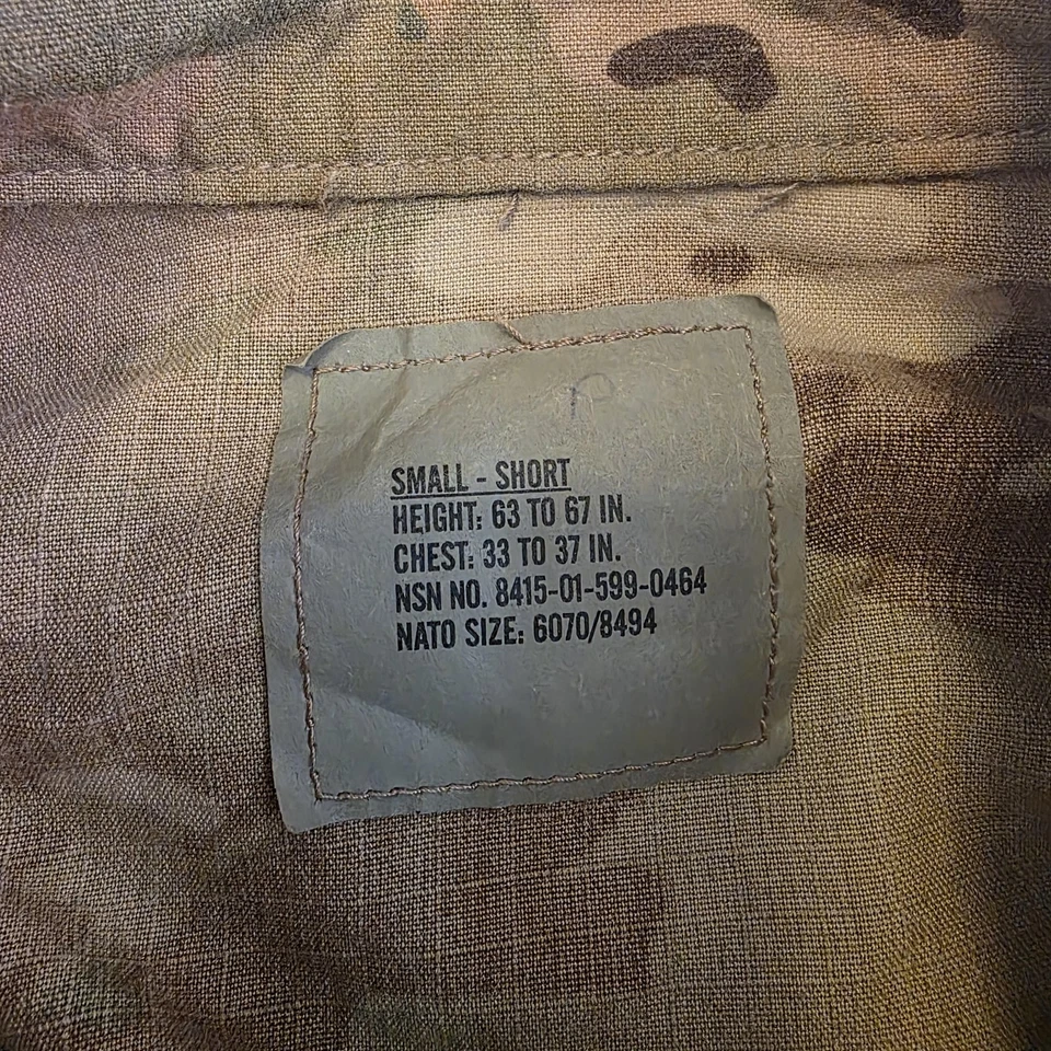 US Army Combat Shirt Mens Small Short Multicam Camo FR Insect Guard - Image 2 of 4