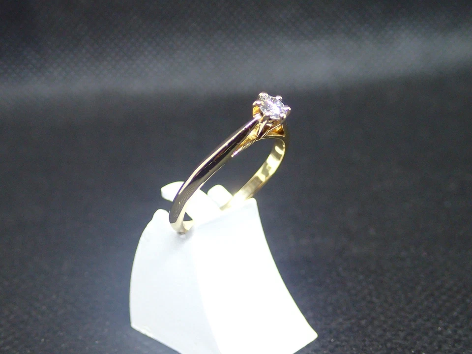 Solitaire en or jaune 750/ème de 2.16g, diamant / Bijoux d'occasion - Photo 2/4