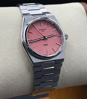TISSOT PRX QUARTZ 35MM PINK DIAL STAINLESS STEEL BRACELET DATE 100M