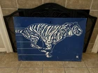Vtg Exxon gasoline & oil metal blue Tiger sign 36"x24"x2" Free standing Door WOW