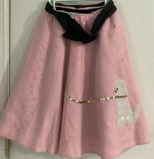 Sock Hop Poodle Skirt Small Girls Pink Felt W/ Underskirts Size 20 Waistband
