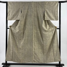 JAPANESE KIMONO FINE PATTERN BEIGE 155.5cm 5 ft 1 in PURE SILK FF9848