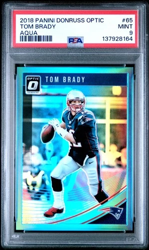 2018 PANINI DONRUSS OPTIC AQUA #65 TOM BRADY 287/299 PSA 9
