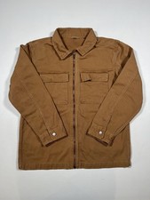 Wonder Nation Shirt Jacket Youth 2XL 18 Brown Canvas Twill Zip Front Chore Coat
