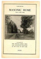 1920 Masonic Home Utica New York 32 page illustrated booklet