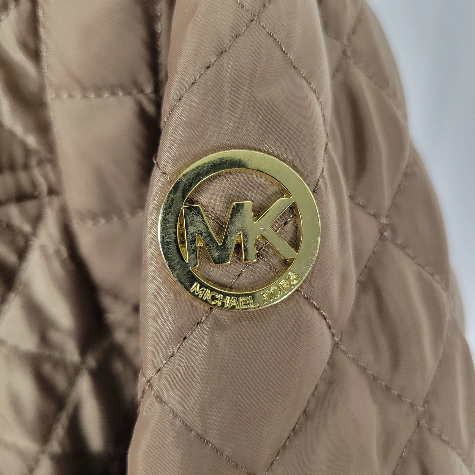 Cappotto giacca Michael Kors donna trapuntato con cintura marrone taglia 1X colore Husk