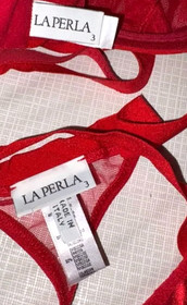 La Perla New Red Lace Lingerie Set 36 C Bra Thong size medium Made in Italy