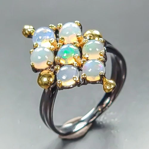 Handmade Natural Opal Ring 925 Sterling Silver Size 7 /R464345