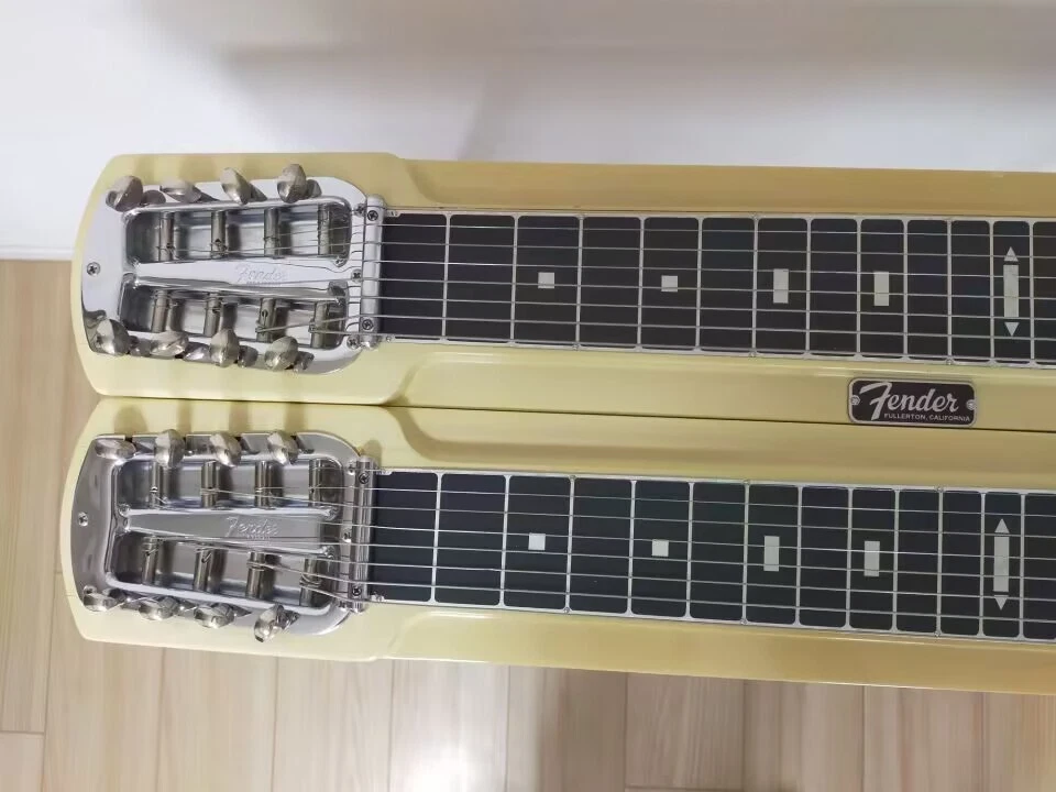 Fender 8 String Double Neck Steel Guitar Hawaiian with Hard Case Stand - Image 3 of 4