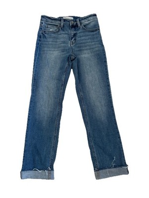 Flying Monkey Jeans Women Sz 26 Cuffed Raw Hem Straight Leg Blue NICE!