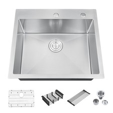 25x22x9in New Drop in Single Bowl Kitchen Sink Scratch-Resistant Nano Finish
