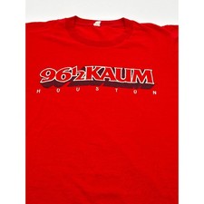 Vintage 96.5 KAUM Houston Radio Station T-Shirt Red Mens Medium 50/50 USA Made