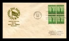 DR JIM STAMPS US COVER WWII NATIONAL DEFENSE FDC BLOCK OF 4 THERMOGRAPHED