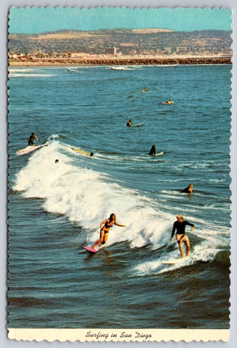 Surfing Postcard San Diego Surfers Vintage USA Photo James Blank