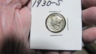 1930-S  Mercury Silver Dime, About AU Circulated  Free shipping.