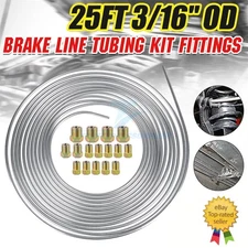 Brake Line Tubing Kit - Flexible Double Galvanized Steel 25 Ft. 3/16 16 Fittings