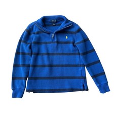 Polo Ralph Lauren Striped Cotton Quarter-Zip Pullover Sweater Boy's 6 Blue