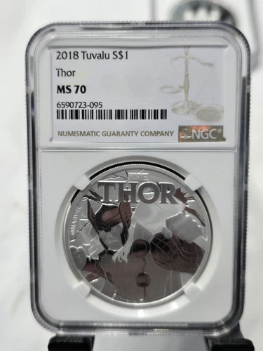 2018 Thor 1 oz Silver NGC MS70 Tuvalu $1 Coin Marvel Comics