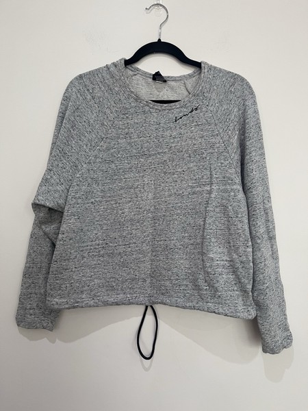 Bonds Comfy Livin Women’s Grey Marle Cropped Sweatshirt Drawstring Hem Size S