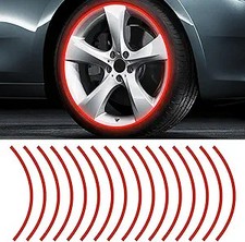 16PCS 17''-19'' Reflective Wheel Rim Stripe Decal Sticker, Universa Color: Red