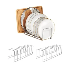 2 Pcs Pot Lid Organizer Pot Lid holder Stainless Steel Dish Plate Rack Pots a...