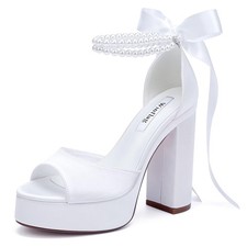 Winflag High Heel Platform Bridal Shoes Pearl Heels Wedding for Bride...