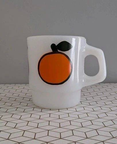 Single Vintage Fire-king Orange Mug Anchor Hocking Fire King Milk Glass