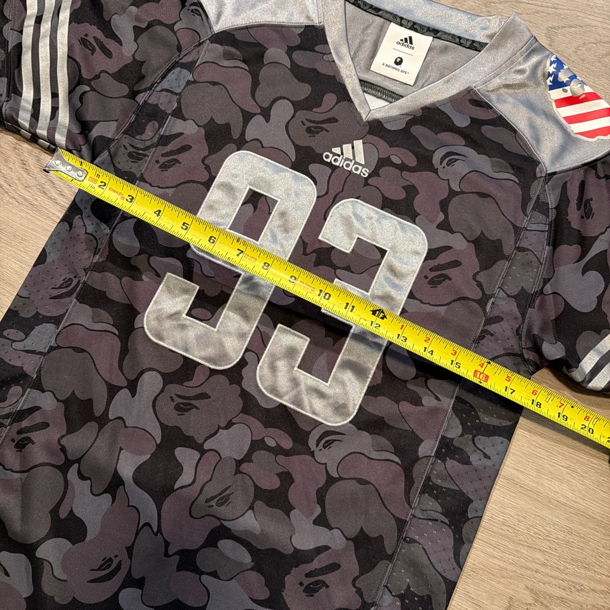 Adidas x A Bathing Ape BAPE Football Jersey #93 Black Camo