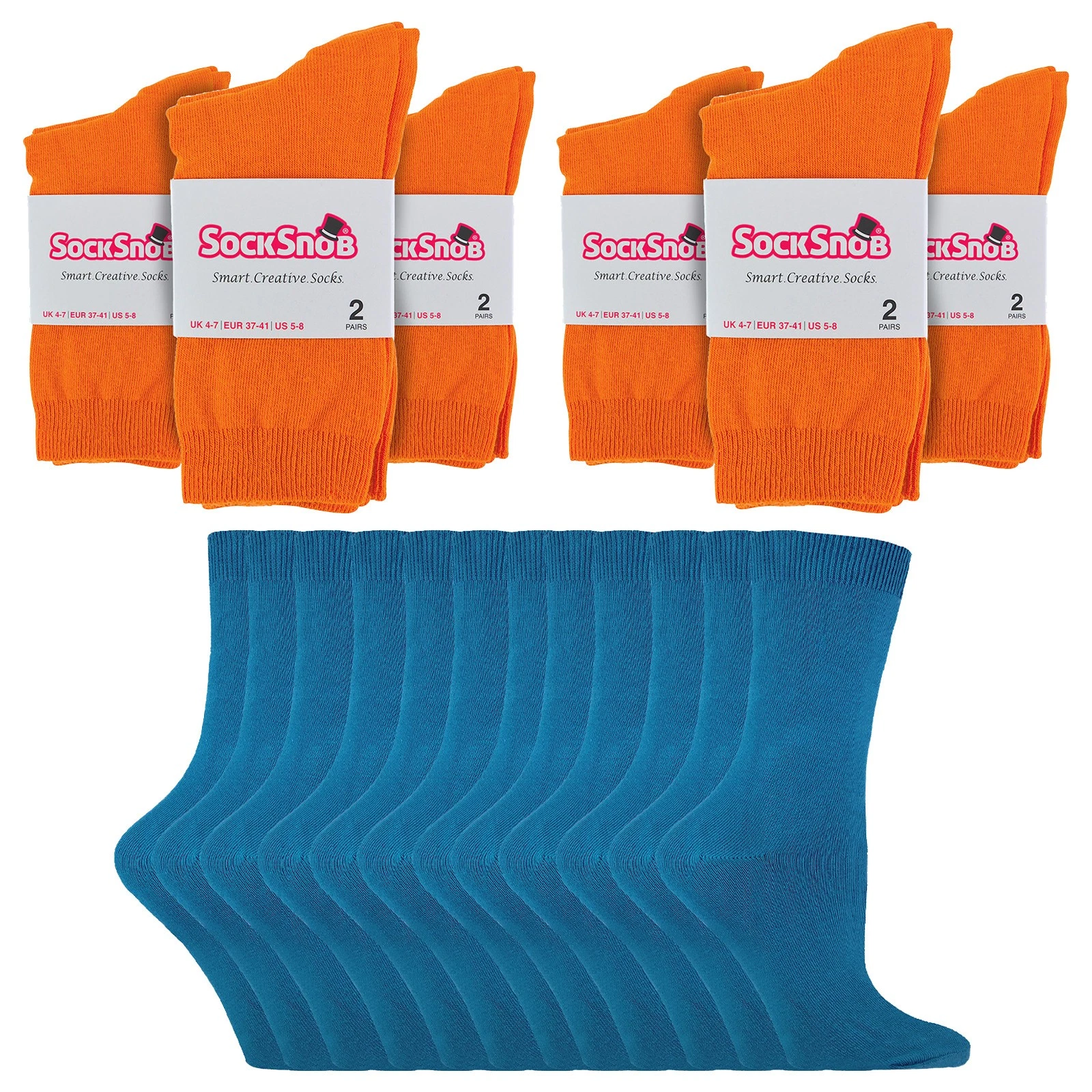 Womens Plain Coloured Socks by Sock Snob , 12 Pairs Cotton Socks
