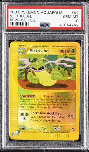 2003 POKEMON AQUAPOLIS #42 VICTREEBEL-REVERSE FOIL PSA 10