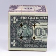 Speed Cube 3X3 One-Dollar Notes/Bill Back Pattern Magic Cube Puzzle,Iq Games Puz