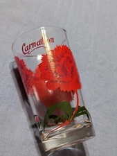 Vintage Boscul Red Carnation Large Letters Peanut Butter 5" Water Drinking Glass