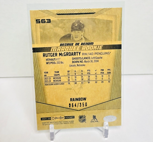 2024-25 UD O-Pee-Chee #563 Rutger McGroarty Marquee Rookie Rainbow 64/350 radiocontrol - Imagen 2 de 2