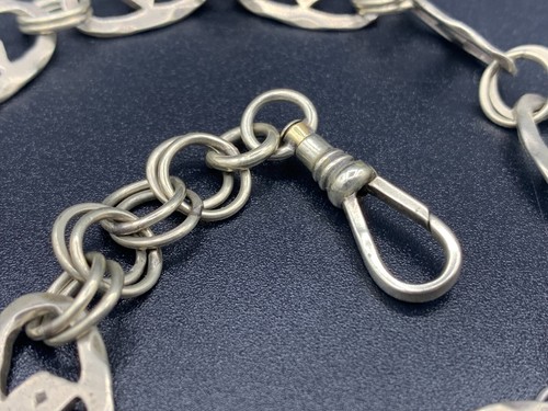 Antike Art Deco Chatelaine Taschenuhrkette gemarkt R.B GARANTIE zwei Hundeclips - Bild 5 von 12