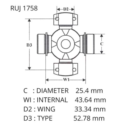 Holden FE FC FB EK EJ Rear Differential Uni Joint - Hardy Spicer - OEM RUJ-1758 - Picture 5 of 5