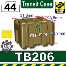 Dark Tan TB206 Military Transit case compatible with toy brick minifigure