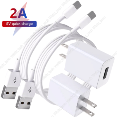 1-2X Fast Charger 5V 2A Power Adapter Block USB Cable For iPhone 14 13 12  11 Lot