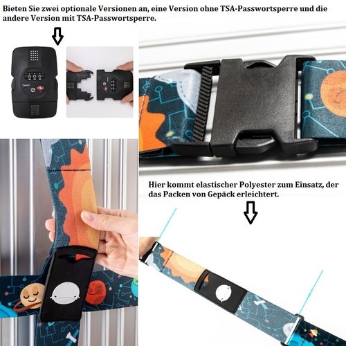 Kreuz-Kofferband Koffergurt Gepäckband Kofferriemen Gepäckgurt mit Elastisch Neu - Bild 2 von 16